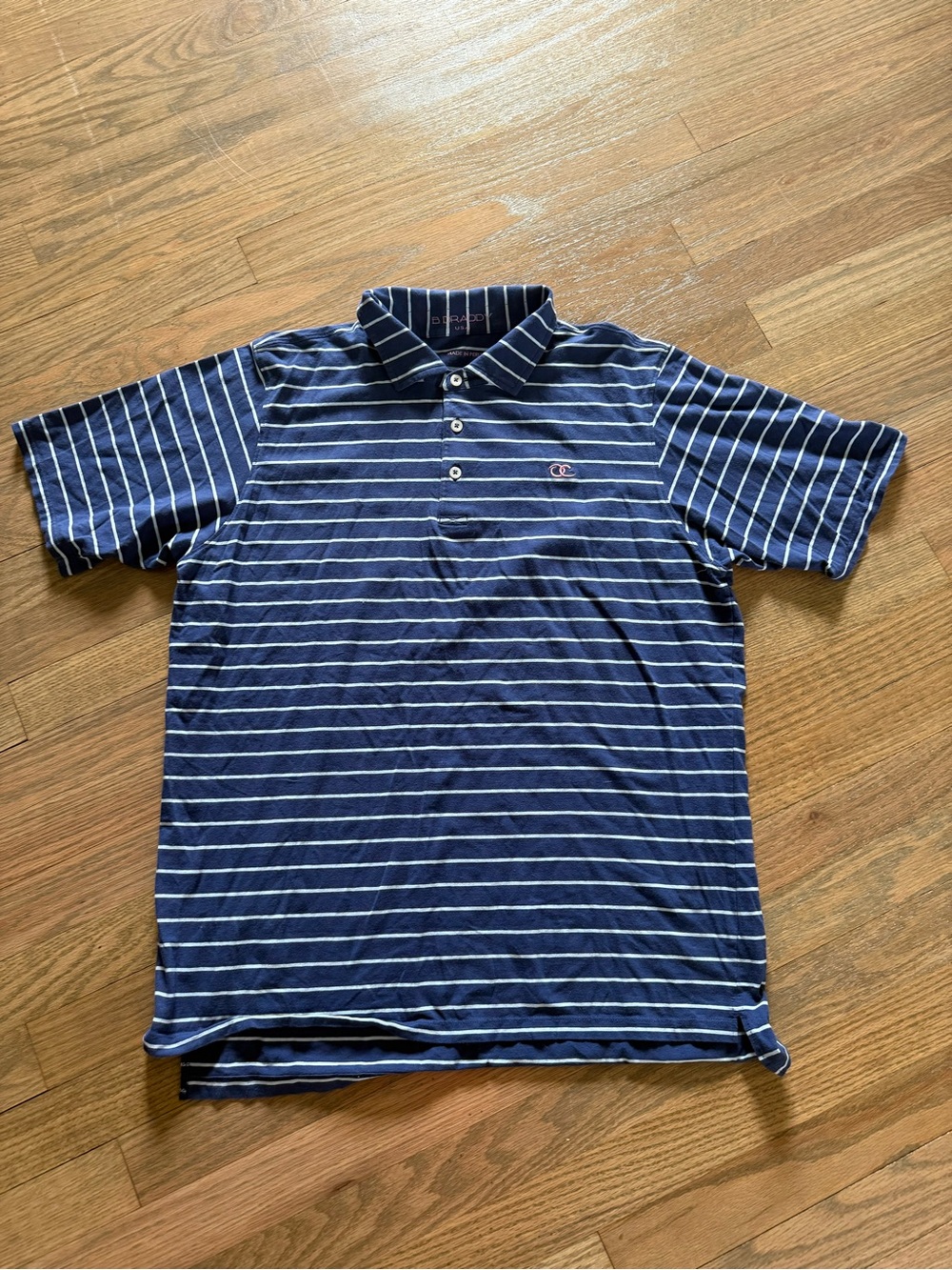 B.DRADDY Men’s Navy Striped Polo Shirt
